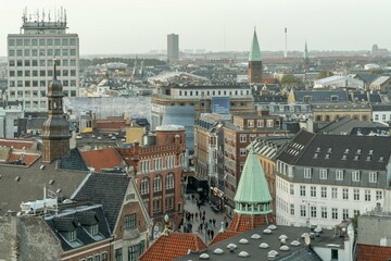 Copenhagen, Denmark. September 26, 2019: View of the city's architecture and colorful facades.