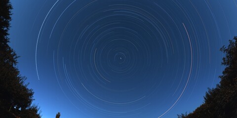 Star trail under the full moon