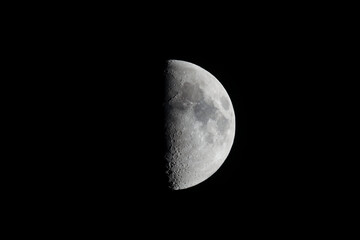 Half moon seen with telescope
