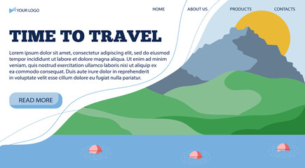 Vector illustration banner template for travel light to the sea, in a flat style. Vector illustration