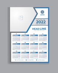 Wall calendar 2022 Print Design template 