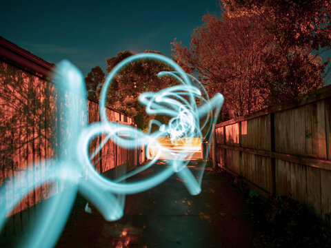 Time-lapse Of Blue Light In Street During Nighttime