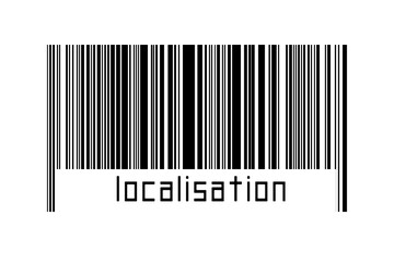 Barcode on white background with inscription localisation below