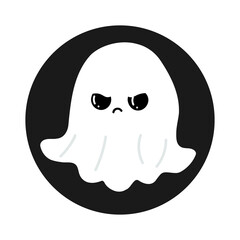 Cute angry ghost character. Vector hand drawn cartoon kawaii character illustration icon. Isolated on white background. Evil ghost character concept