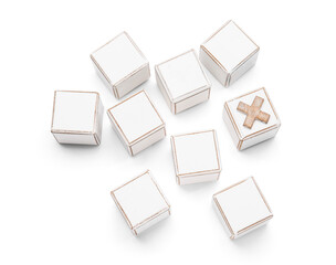 Wooden cubes on white background. Concept of uniqueness
