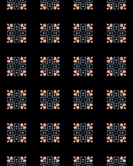 Illustration of a seamless tile pattern in gray, orange color on a black background