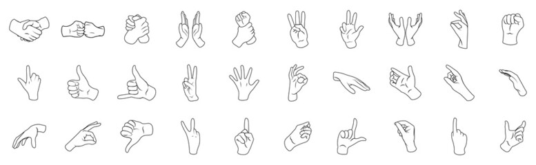 Set of hands doing sign language Vector illustration