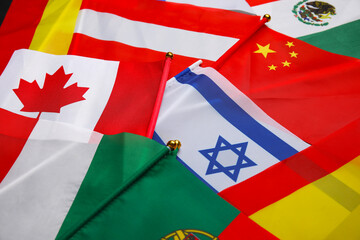 Flags of different countries as background