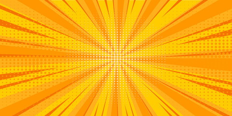 Pop art yellow comics book cartoon magazine cover. Cartoon funny retro pattern strip mock up. Vector halftone illustration