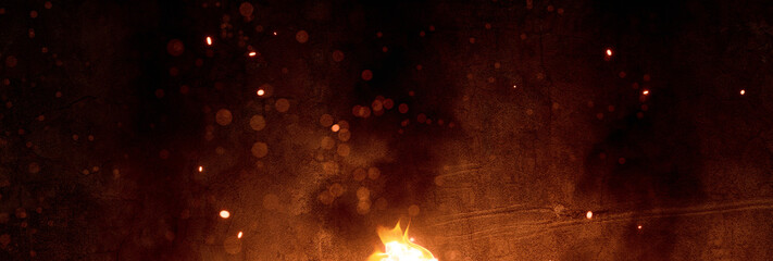 Fototapeta na wymiar 3d rendering of grunge wall with blazing fire