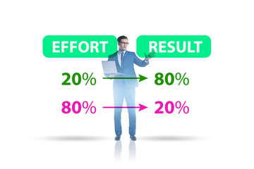 Businessman in pareto rule illustration
