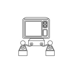 Isolated arcade with an incorporated joystick and screen Vector