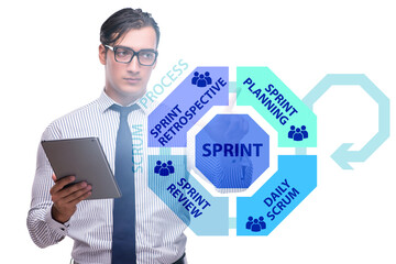 Businessman in agile process scrum method
