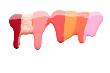 Spilled nail polishes on white background