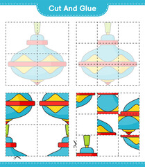 Cut and glue, cut parts of Whirligig Toy and glue them. Educational children game, printable worksheet, vector illustration