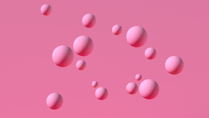 abstract theme. 3d floating pink spheres on a pink background. a stage for advertising your product