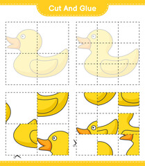 Cut and glue, cut parts of Rubber Duck and glue them. Educational children game, printable worksheet, vector illustration