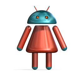 3D-illustration of a cute and funny cartoon android. isolated rendering object
