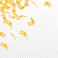 Korean won notes falling. Floating WON bills on tr