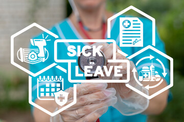 Medical concept of sick leave. Employee sickness document, insurance and compensation.