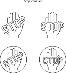 stop icons set isolated on white background. stop icon thin line outline linear stop symbol for logo, web, app, UI. stop icon simple sign.