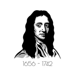 Abstract vector portrait of an English astronomer, physicist, mathematician and meteorologist.  The face of a scientist on a white background. The anniversary of Edmond Halley. Vector illustration.