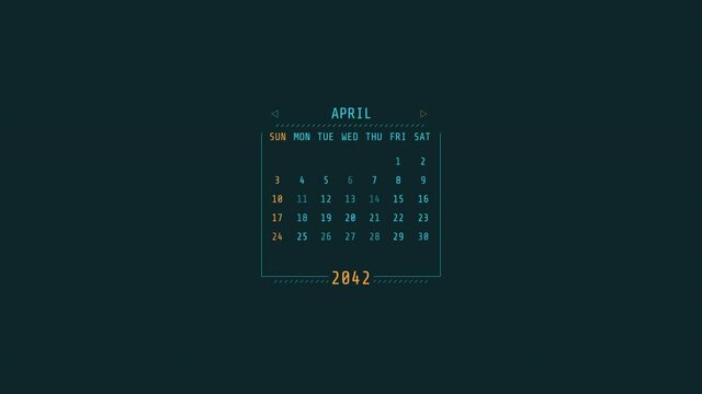 Futuristic HUD animation of the calendar month.