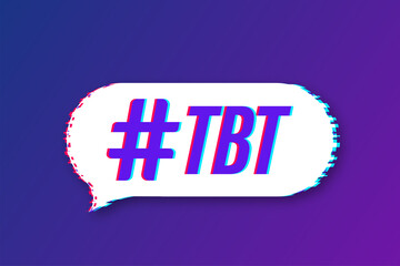 Tbt hashtag thursday throwback symbol. Glitch icon. Vector stock illustration.