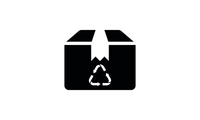 Carton box with recycle sign,Recycle sign on a box icon vector