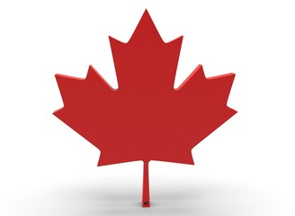 Canadian maple leaf on white bacground 3d-rendering