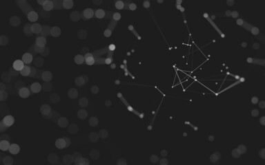 Abstract background. Molecules technology with polygonal shapes, connecting dots and lines. Connection structure. Big data visualization.