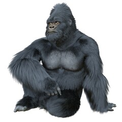 Black silver gorilla 3d illustration isolated on white © elenaed