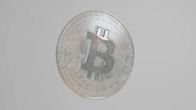 Bitcoin BTC made of glass, rotating, Cryptocurrency, financial market,  4K 60FPS - loopable