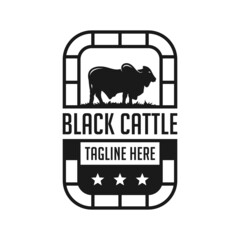 vintage logo brahman cattle farm inspiration illustration