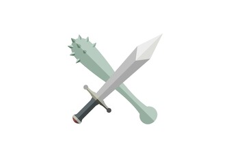 Obraz premium Ancient weapon simple flat illustration