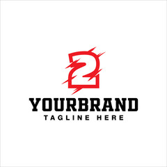 Fototapeta premium initial number 2 logo icon, scratch effect. modern template logo design