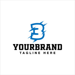 number three logo template in modern style