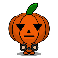 vector illustration of cute halloween mascot pumpkin cartoon character hand in handcuffs