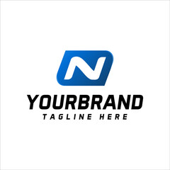 Vector elegant letter N alphabet symbol with shape and isolated on white background