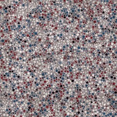 Seamless red white and blue pattern of packed polygons with overlay texture. High quality illustration. Stylish and sophisticated confetti terrazzo motif swatch in repeat. Grungy but simple elements