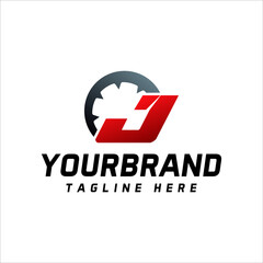 Letter J speedometer logo. Speed logo with vector illustration