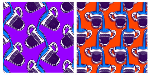 Set collection of glass and water  2 picture composition art, african seamless pattern, picture art and abstract background.