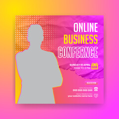 Business Conference Social Media Post Or Square Flyer Web banner Workshop Vector Template Deign