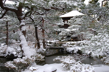Snowy morning of Ginkaku-ji temple, Kyoto