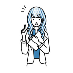 立って書類を手に持って何かひらめいたジャケットの女性