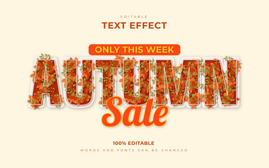 3d editable text effects with abstract autumn leaves