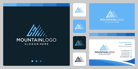Creative mountain logo abstract with initial letter H logo design. Premium Vector