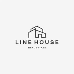 flat LINE HOUSE real estate building logo design