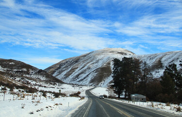 Breathtaking view when road trip through Lindis Pass in SOuth Island of New Zealand.