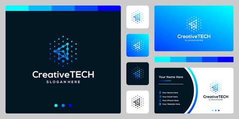 Inspiration logo cursor arrow abstract with tech style and gradient color. Business card template